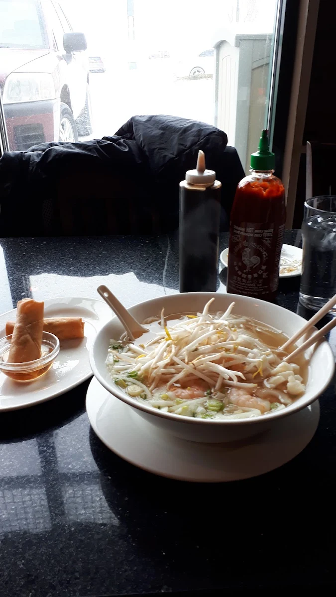War Wanton Soup with Spring Roll