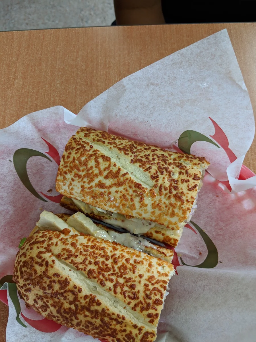 Chicken Carbonara on Parmesan Bread