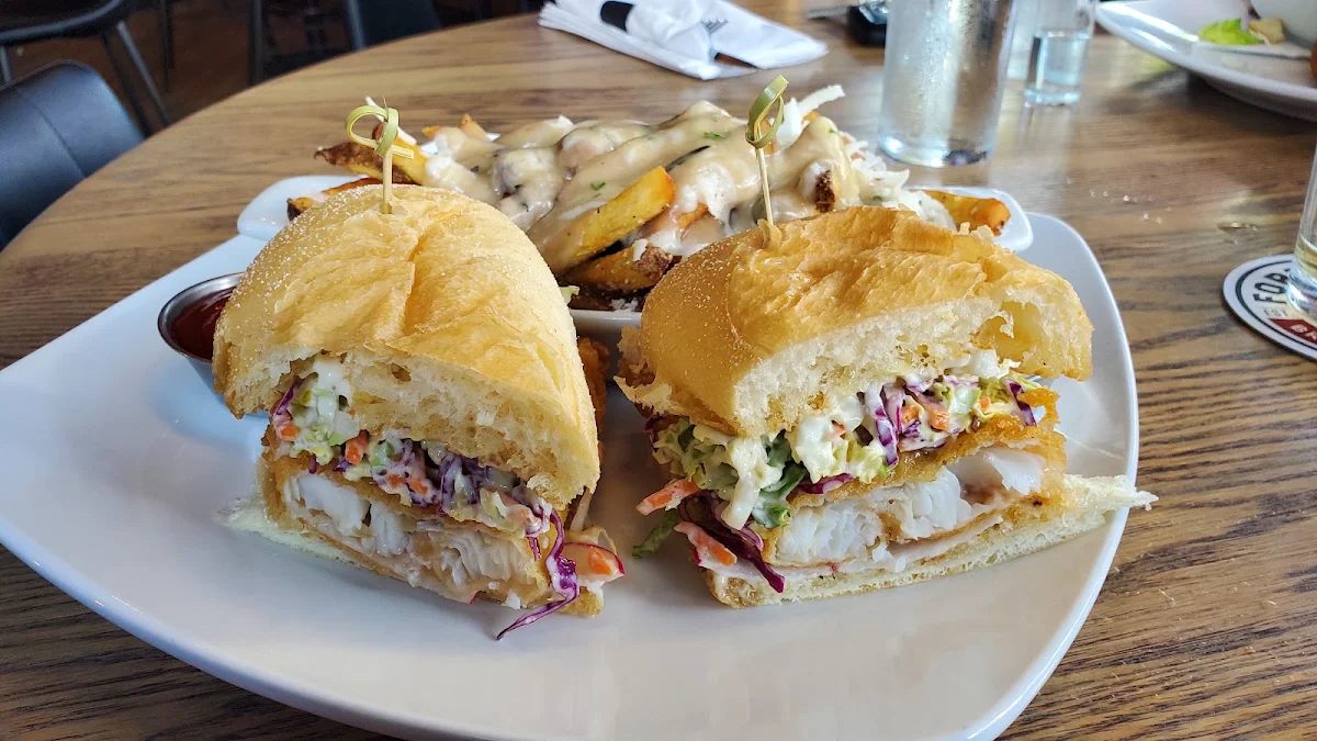 Cod Sandwich Platter with Poutine