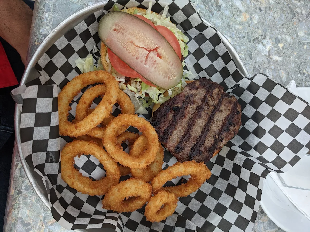 Burger with Onion Rings