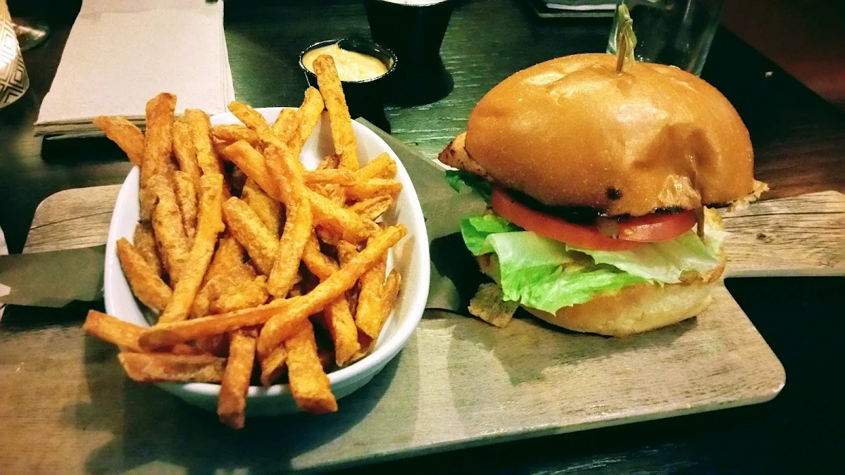 Chicken Burger with Sweet Potato Fries