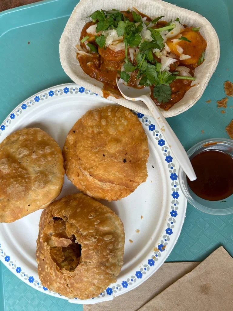 Onion Kachori with Aloo Sabji