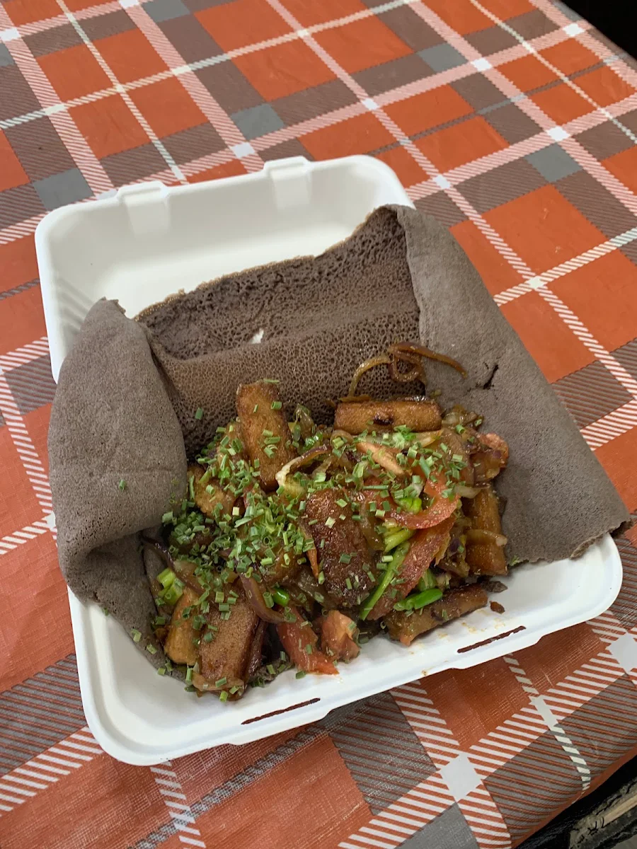 Dirkosh Firfir 100 Teff Injera with Spinach