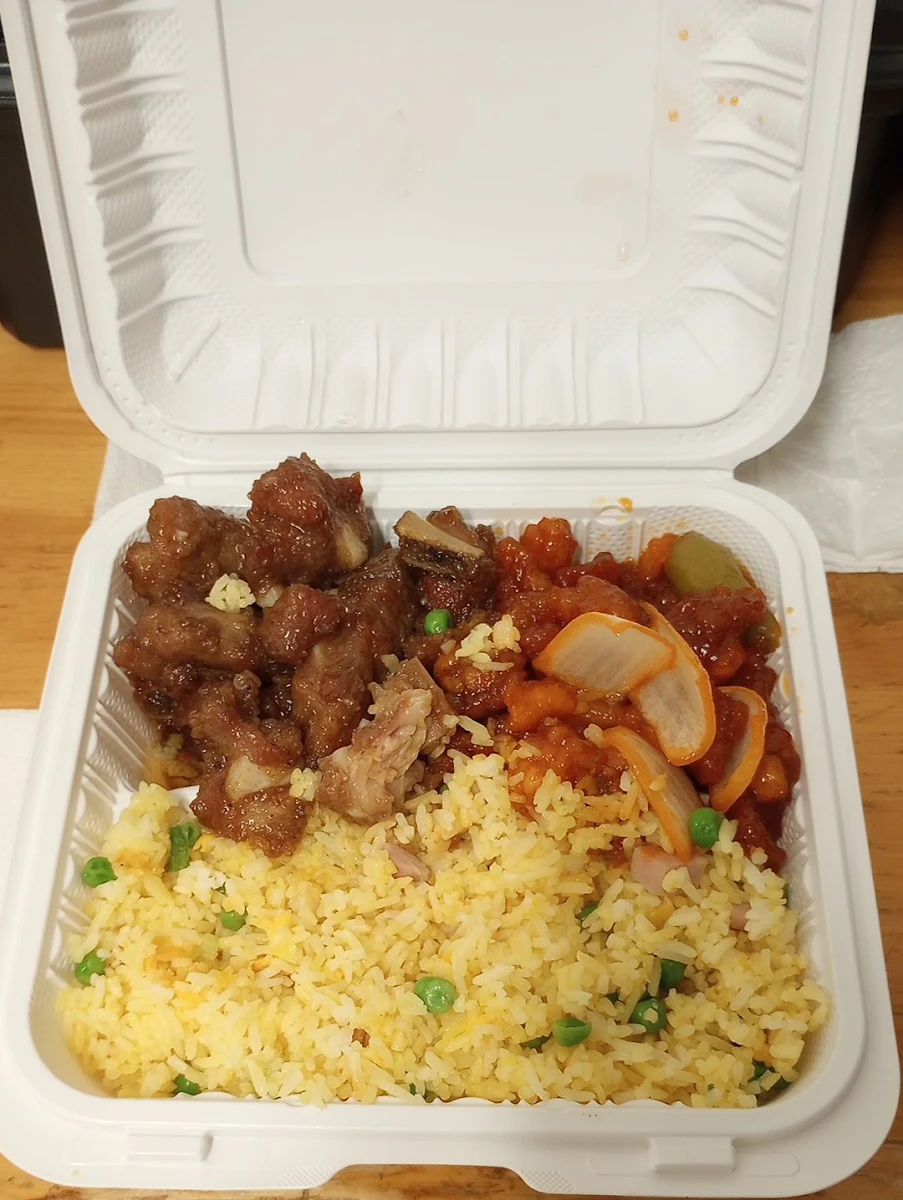 Honey Garlic Pork and Sweet and Sour Pork with Fried Rice Chicken Fried Rice