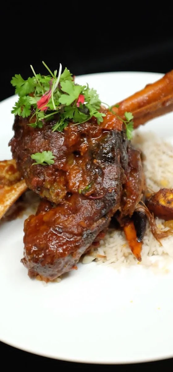 Lamb Shank Maicha Palau Mix Salad Pepperoncini Pepper Lemon