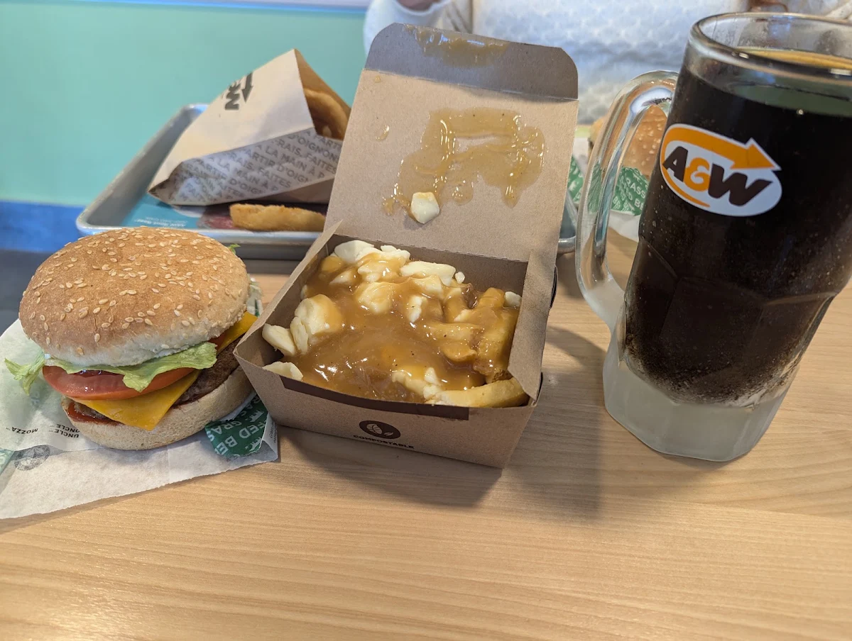 Cheeseburger Poutine and Diet Root Beer