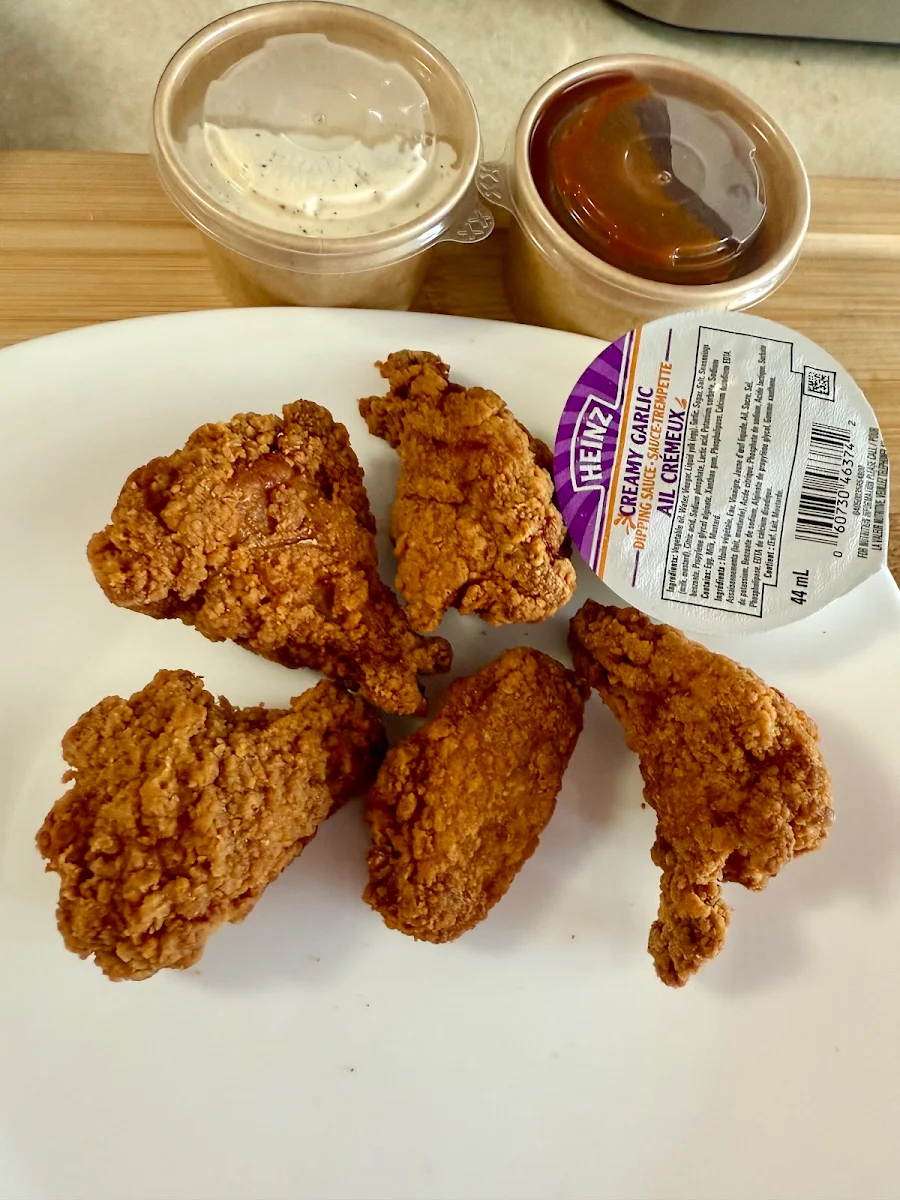 Breaded Wings with Garlic and BBQ Sauce on the Side