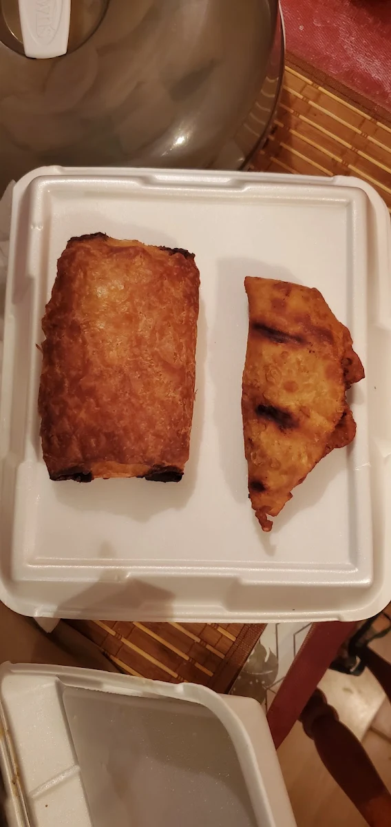 Chocolatine and Fried Haitian Patty Pate Kòde