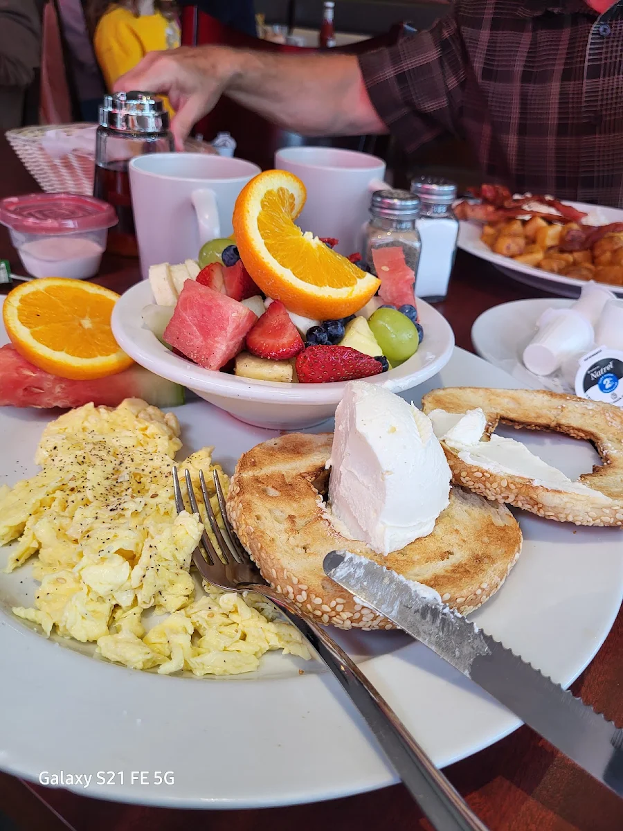 Eggs and Bagel with Cream Cheese