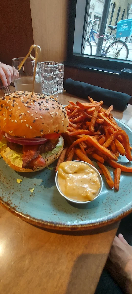 Korean Fried Chicken Sandwich with Extra Sweet Potato Fries