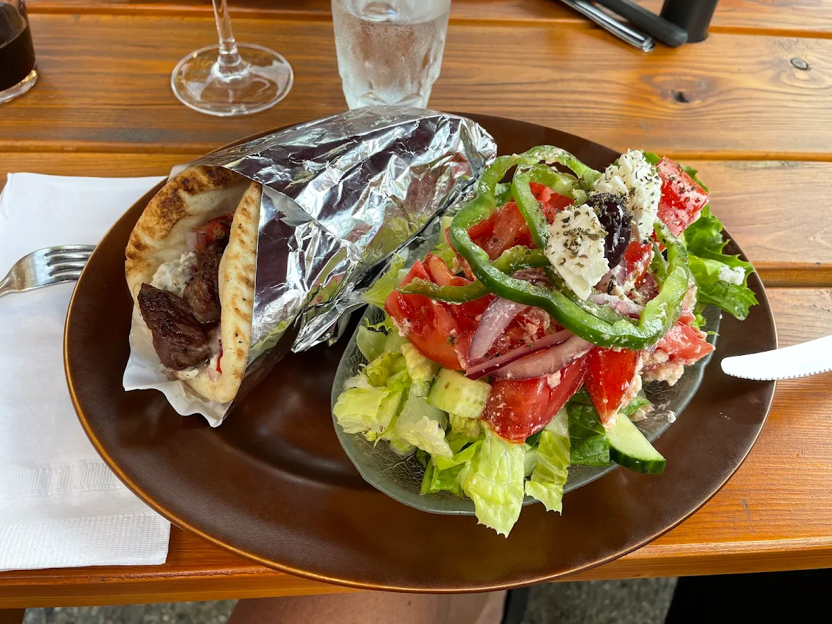 Beef Souvlaki Rolled in Pita