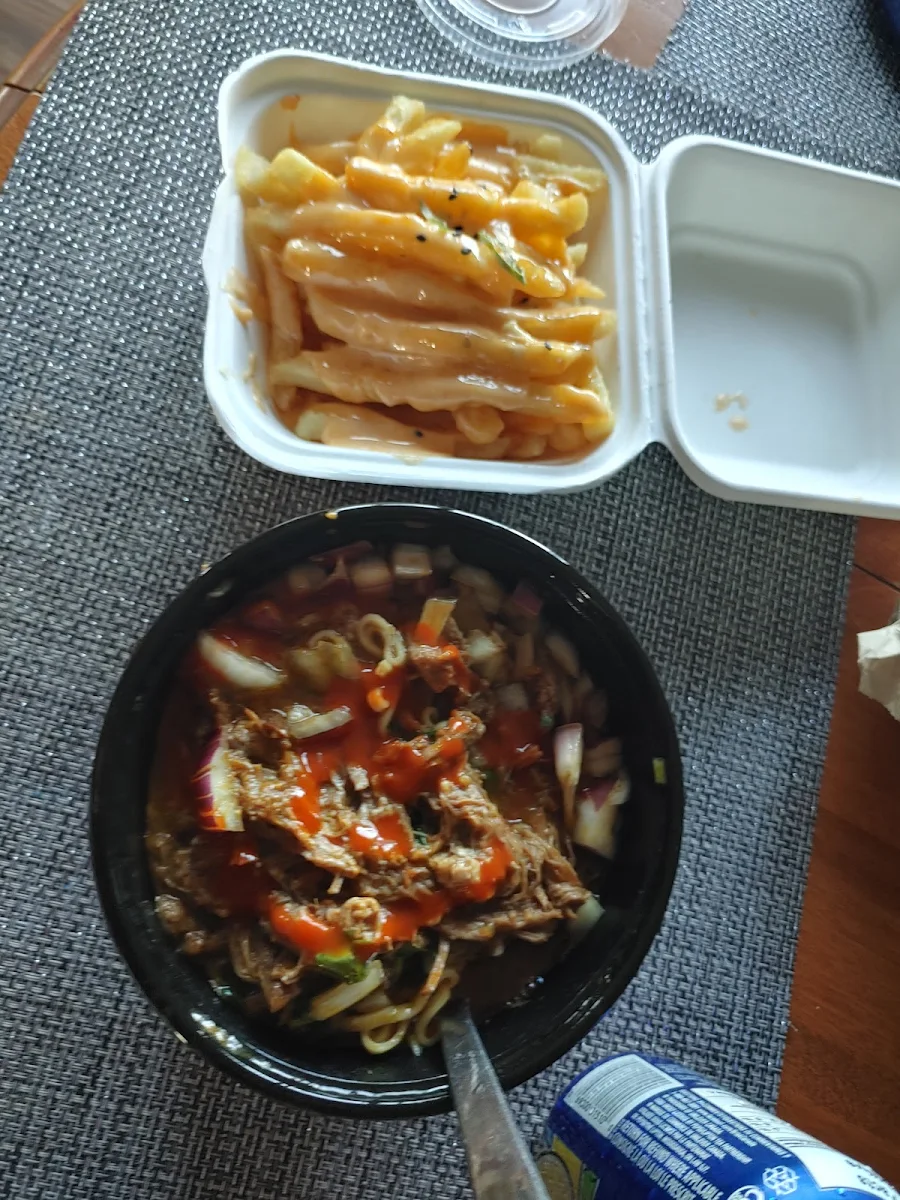 Birria Ramen and Spicy Fries