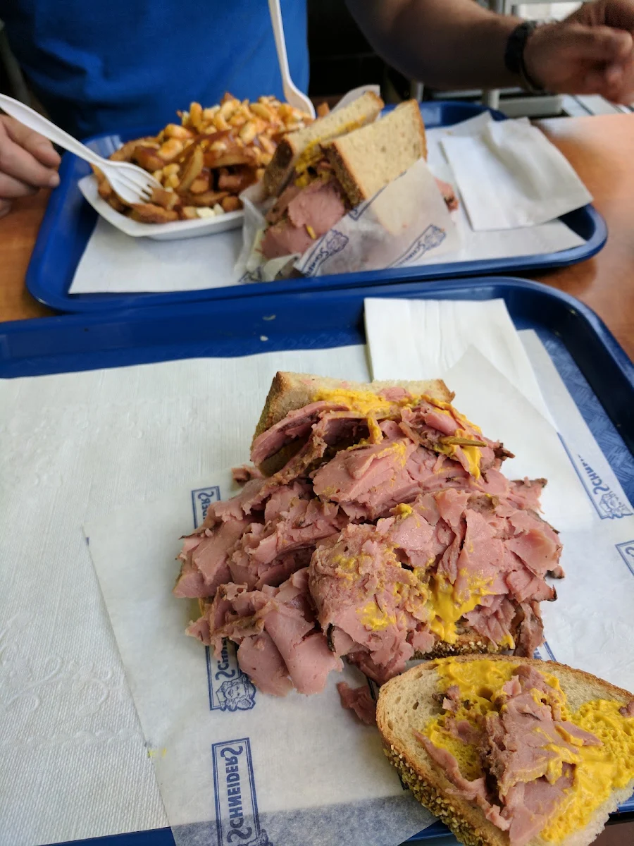 Smoked Meat Sandwich and Poutine