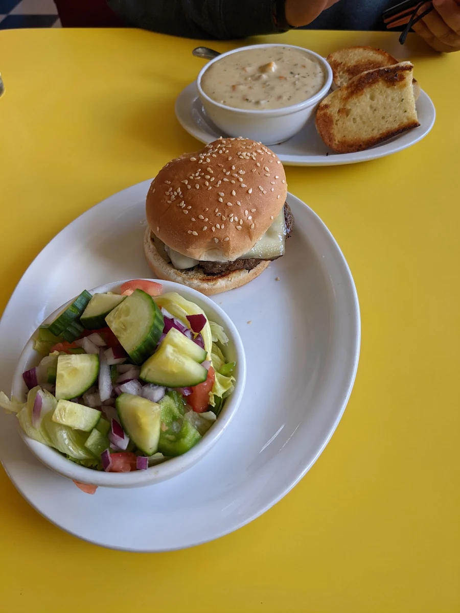 Cheeseburger and Salad