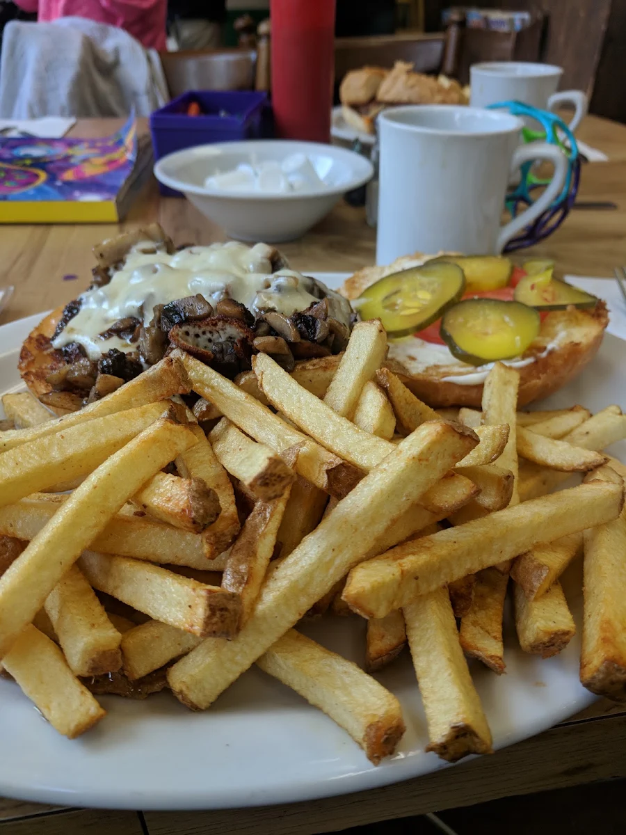 Mushroom Mozza Burger and Fries