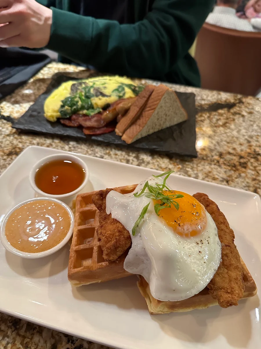 Chicken and Waffles with Egg