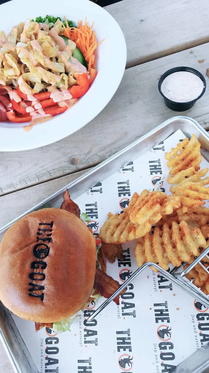Poke Bowl East Coast Burger Add Bacon with Waffle Fries
