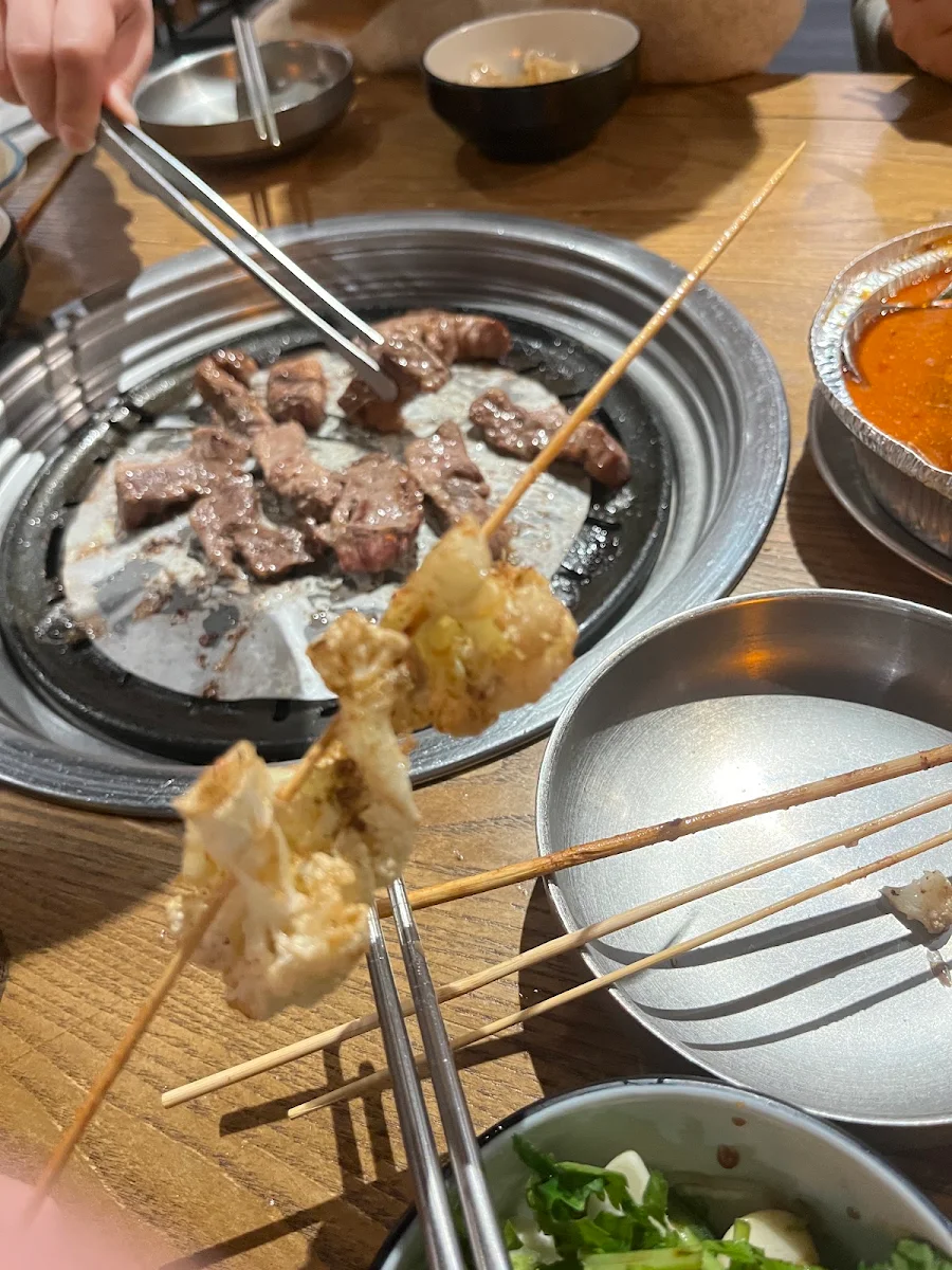Served Raw Chicken Skewers