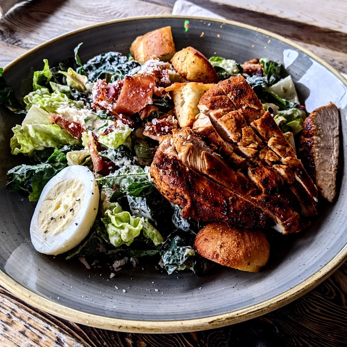 Blackened Chicken Kale Caesar Salad