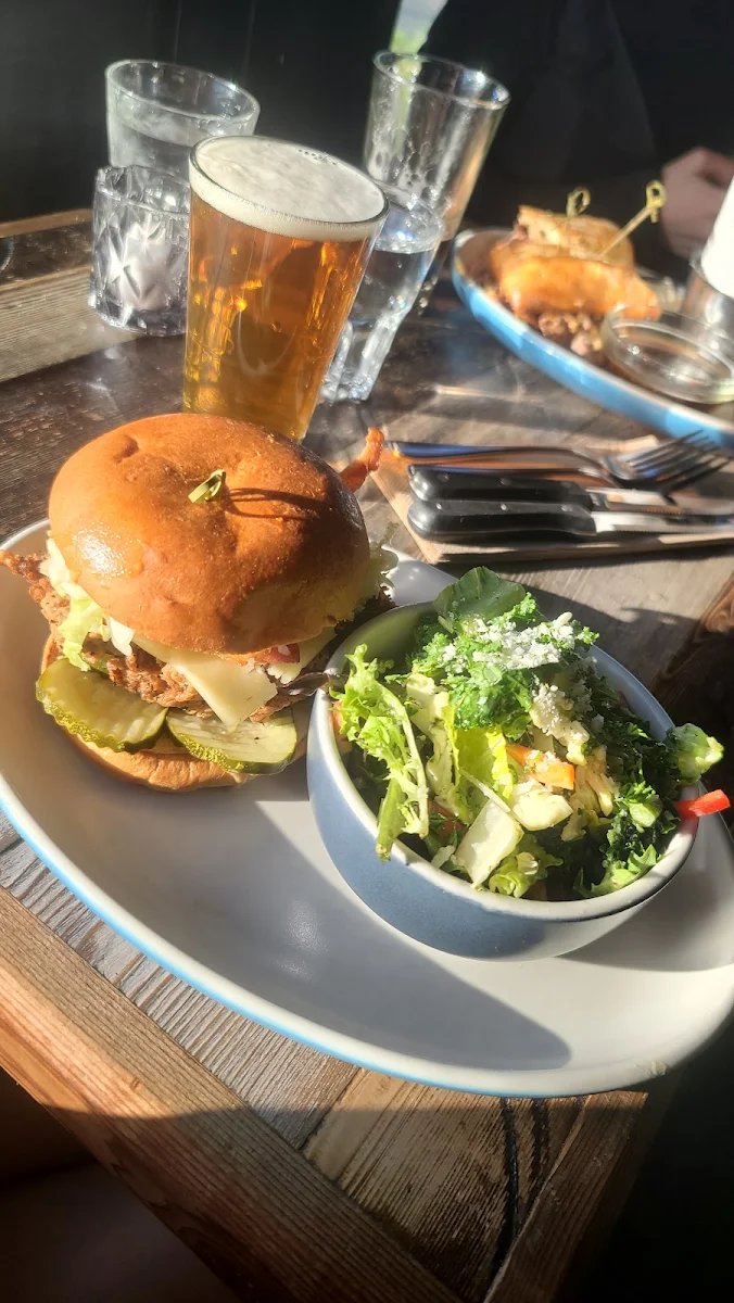 Chicken Avocado Burger and Fries