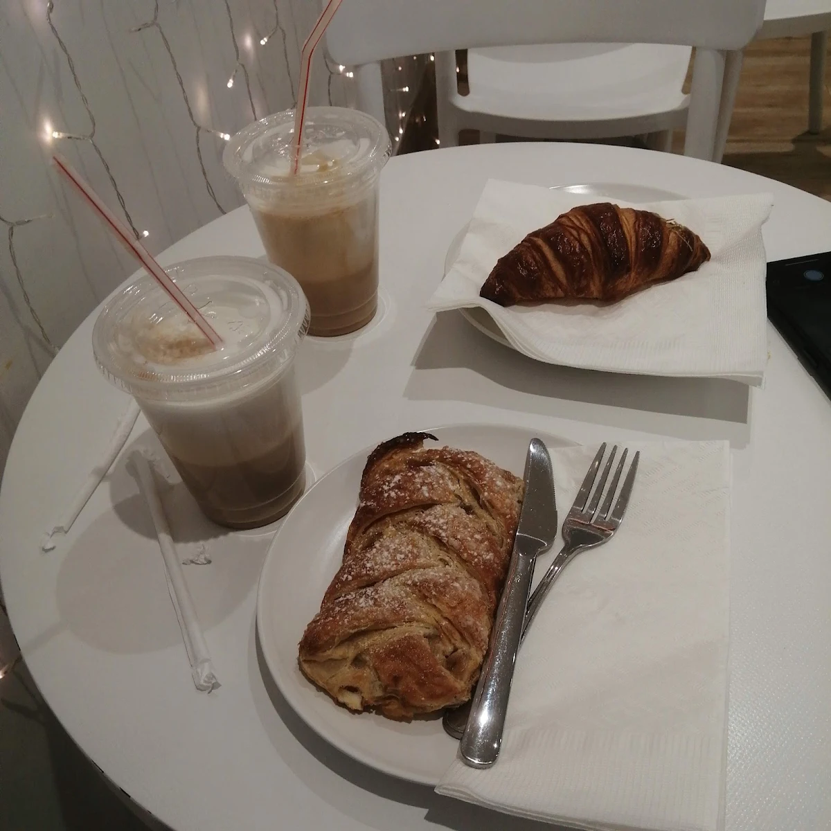 Cappuccino with Apple Pie and Croissant
