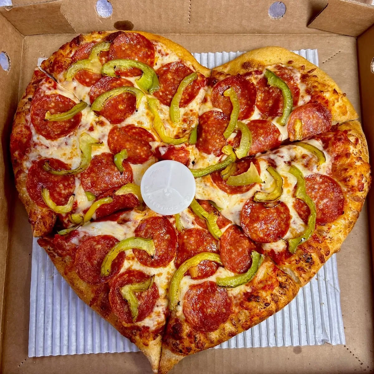 Heart Pizza Pepperoni Green Peppers