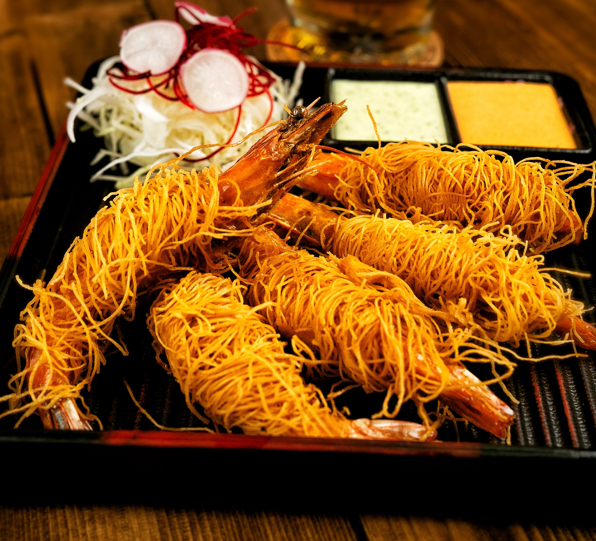 Kataifi-Wrapped Prawn Tempura