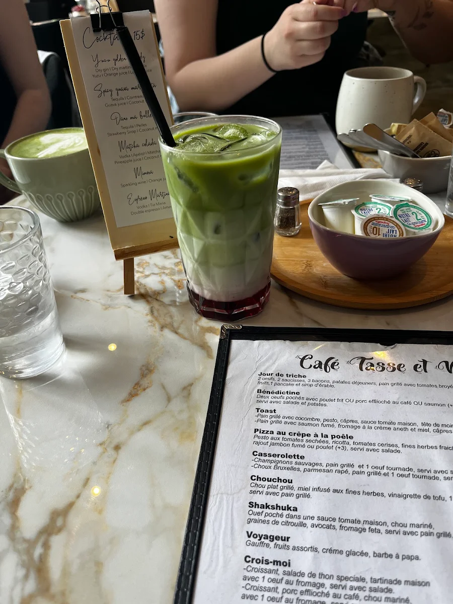 Matcha Latte with Strawberry Syrup