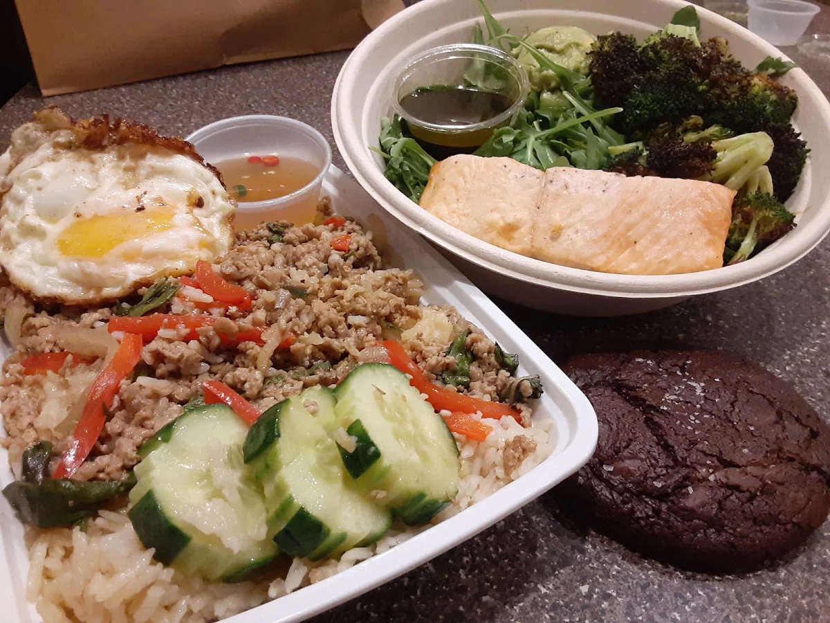 Pad Gra Prow Lean Bowl and Salted Chocolate Cookie