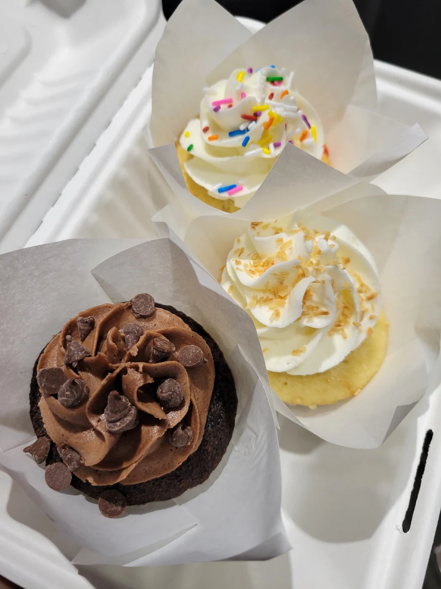 Chocolate Cupcake Coconut Cupcake and Confetti Cupcake
