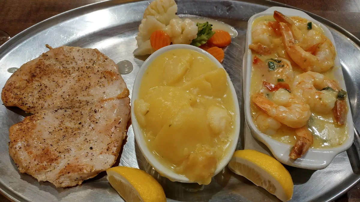 Shrimp Scampi and Chicken Breast with Lemon Potatoes