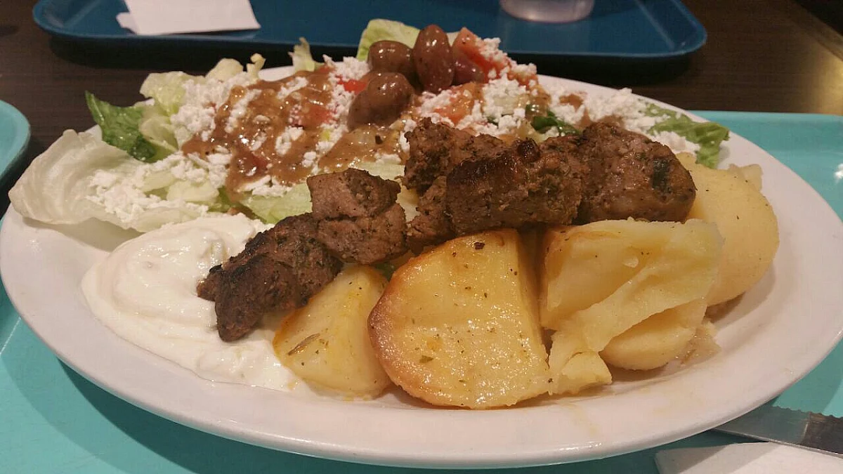 Pork Souvlaki with Roasted Potatoes