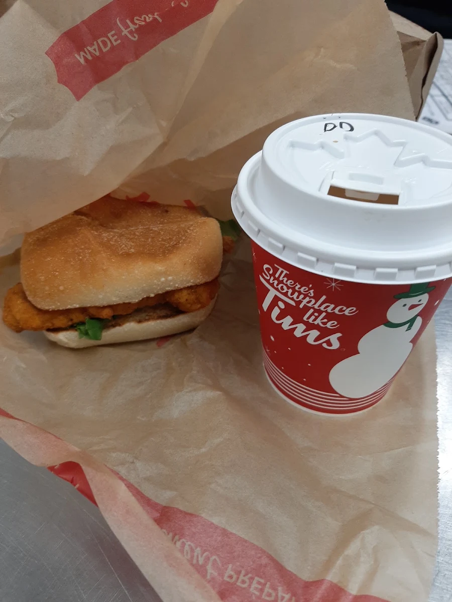 Chicken Sandwich and Double Double Coffee