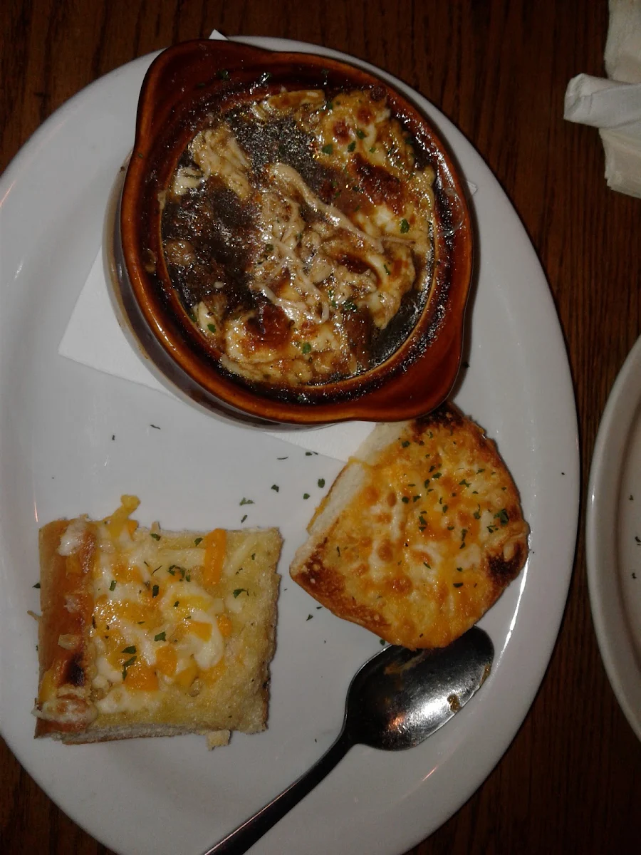 Onion Soup with Cheesy Garlic Bread