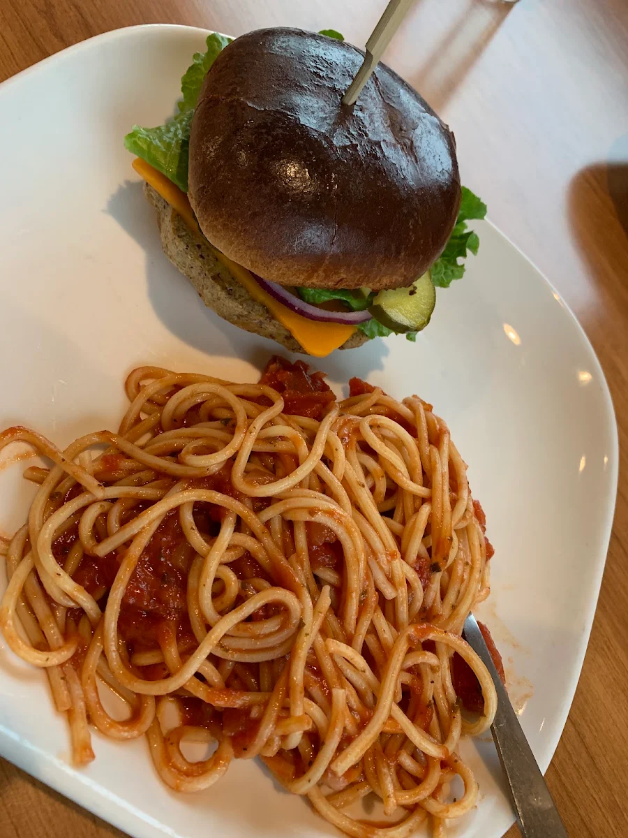 Quinoa Burger Combo Spaghetti Marinara