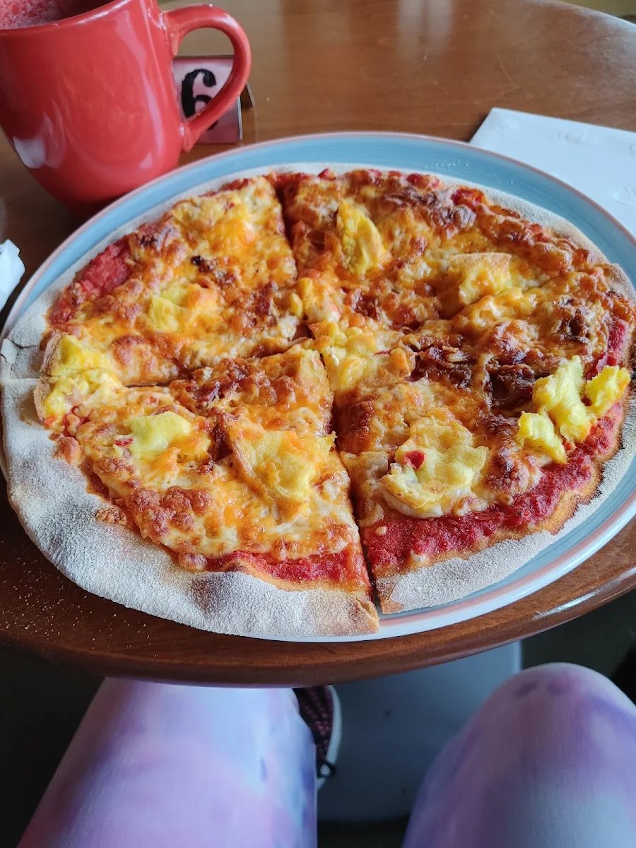 Breakfast Pizza with Eggs Bacon & Cheddar