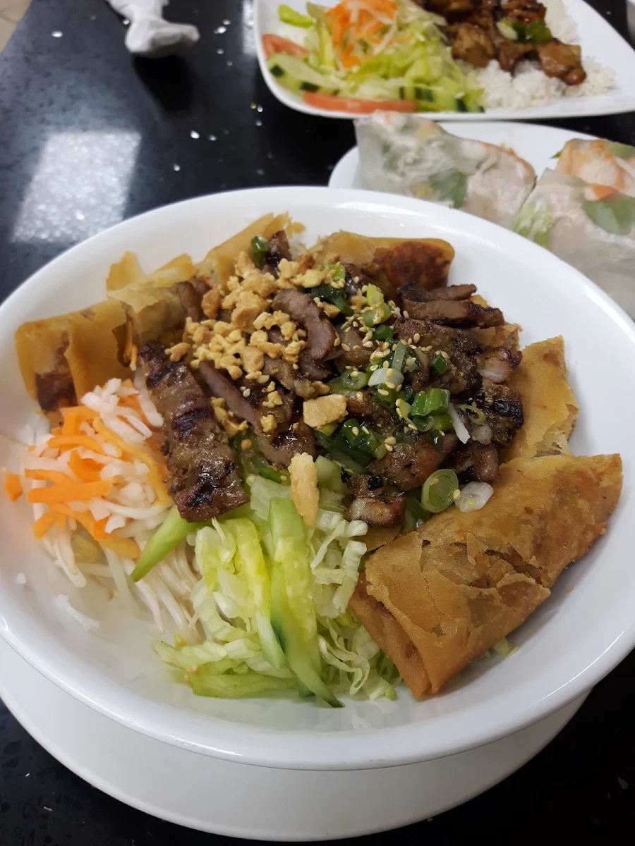 Pork with Spring Roll on Vermicelli