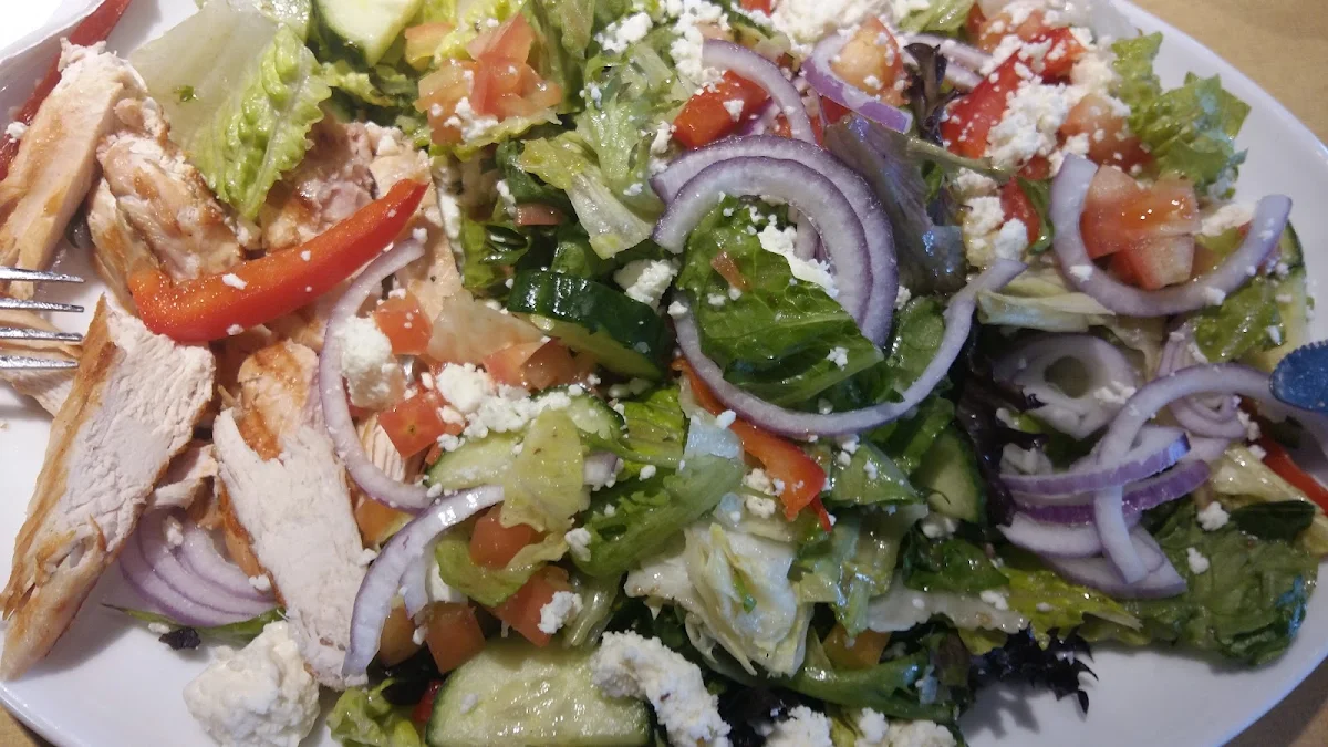 Yam Fries Spinach Salad or Mediterranean Salad