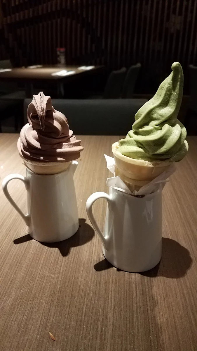 Chocolate and Green Tea Soft-Serve Ice Cream