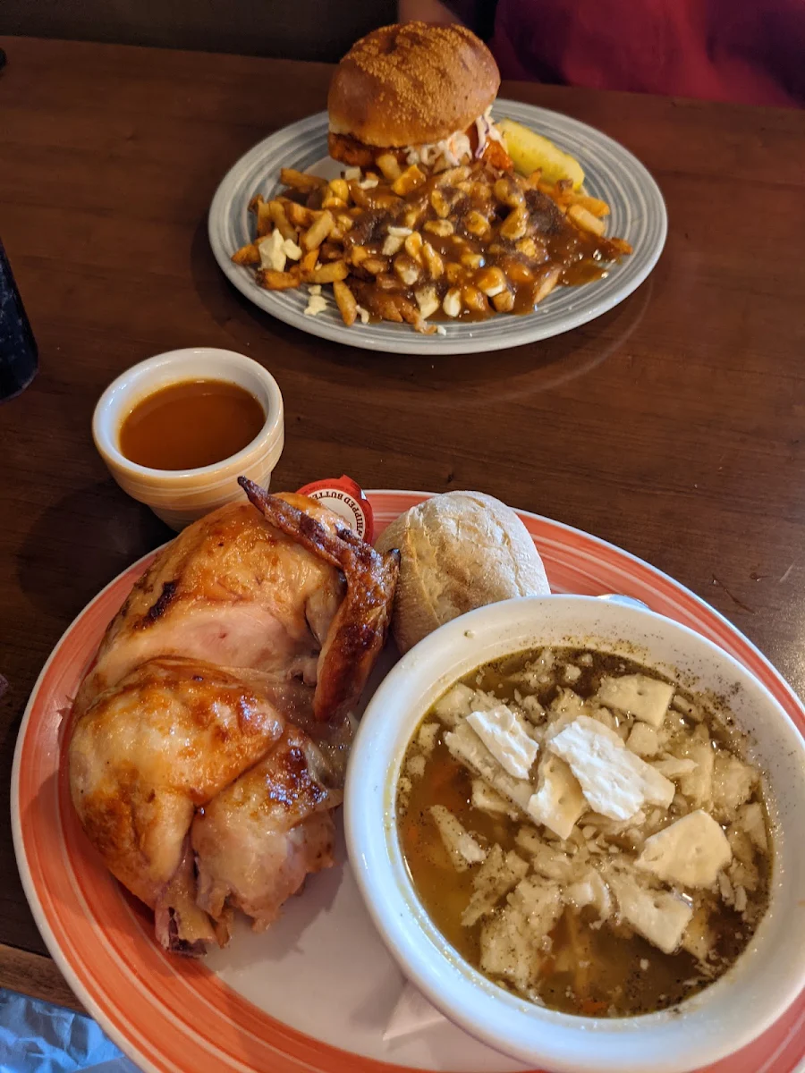 1 2 Chicken Dinner with Fried Chicken Sandwich with Poutine
