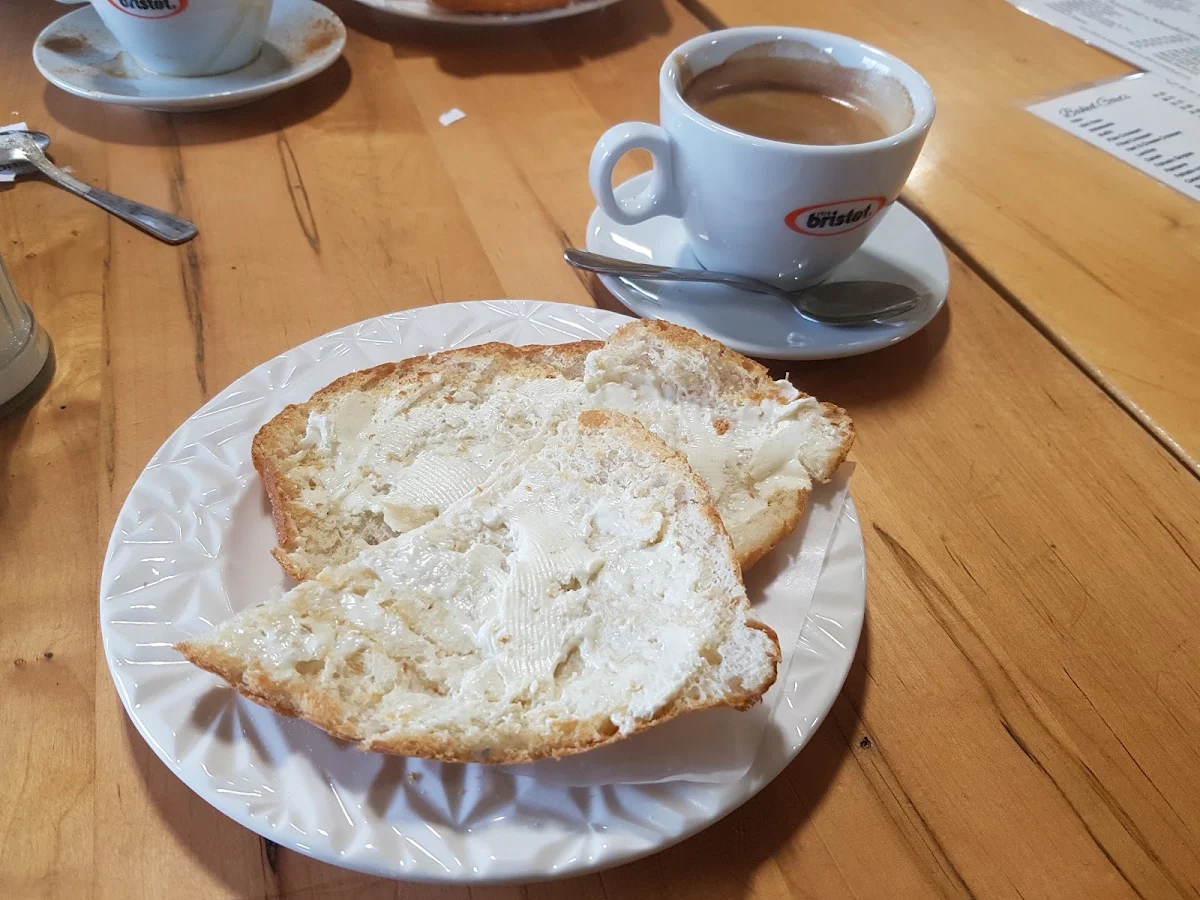 Toast with Cream Cheese and Coffee Americano