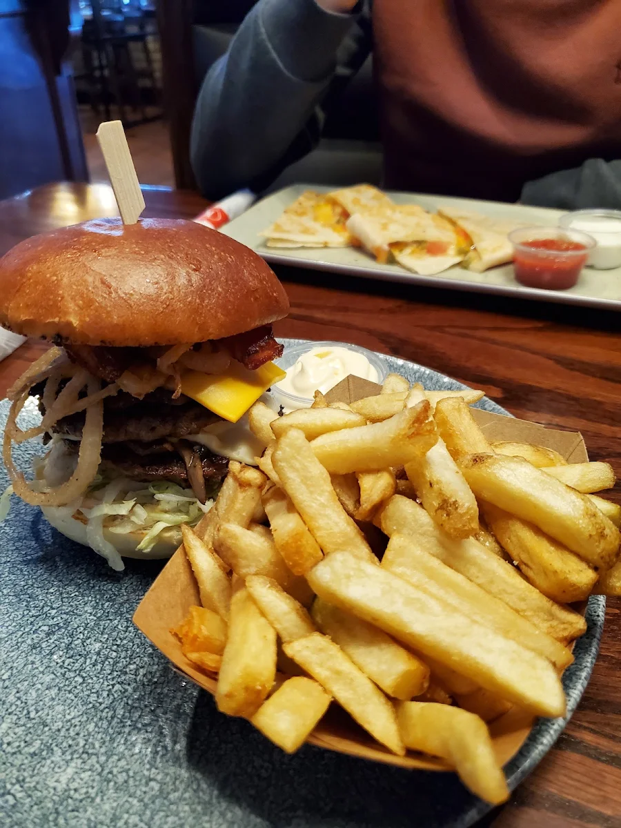 Mushroom Burger and Quesadilla