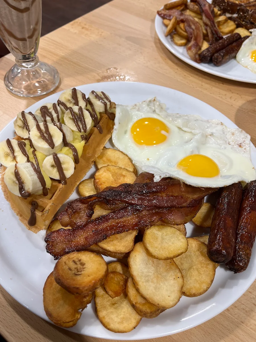 Banana Nutella Custard Waffle Combo