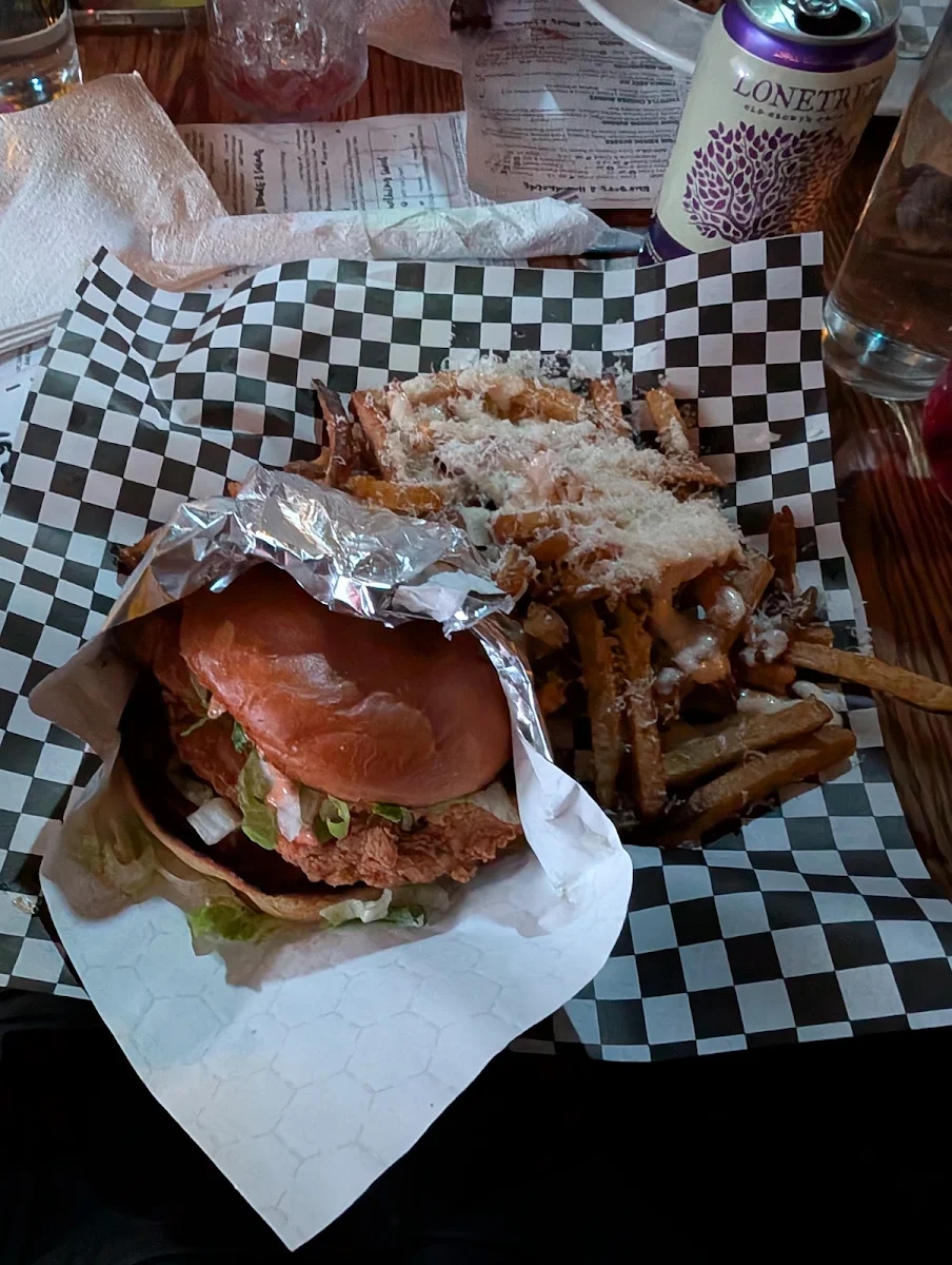 Chipotle Chicken Burger Garlic Parmesan Fries