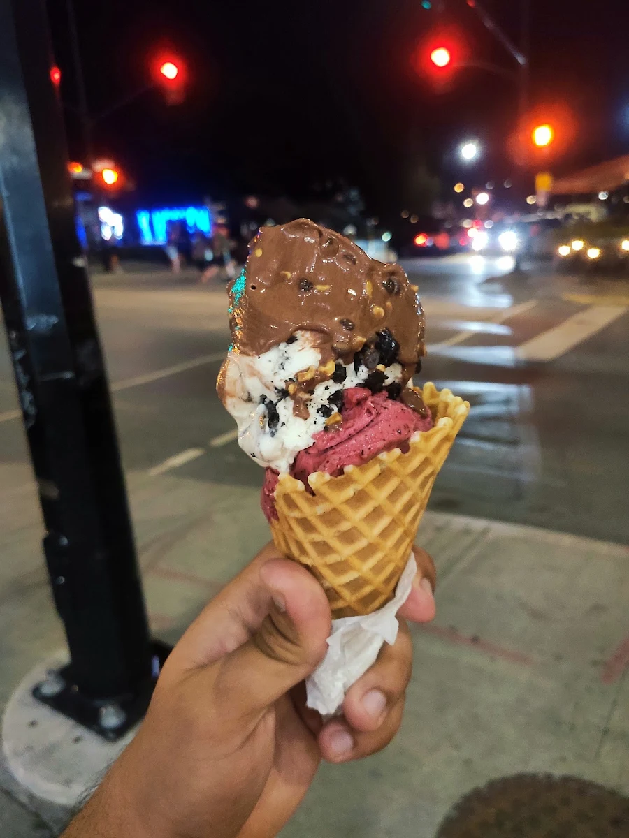 Rocky Road Cookies and Cream Waffle Cone
