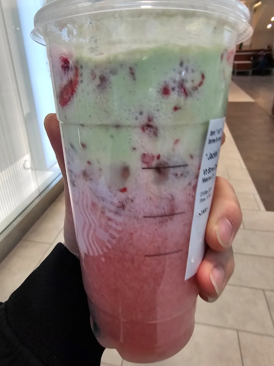 Pink Drink and Macha Cold Foam