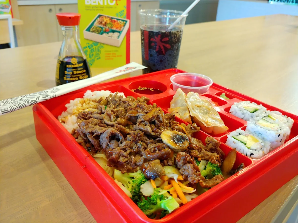 Sukiyaki Beef Bento Box w Gyoza & California Rolls