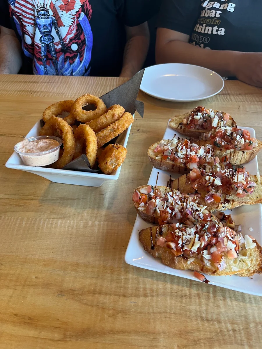 Bruschetta and Onion Rings