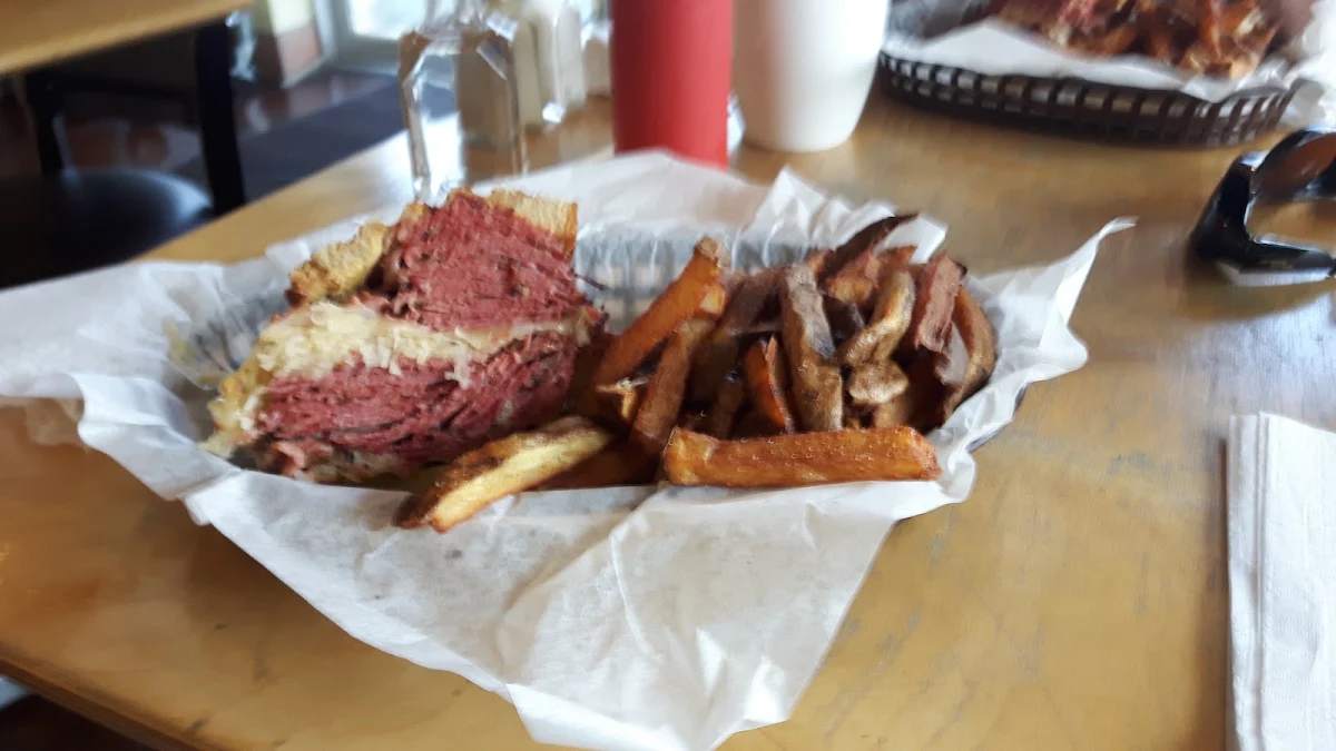 Reuben with Fries Med -Large with Half Dill Pickle
