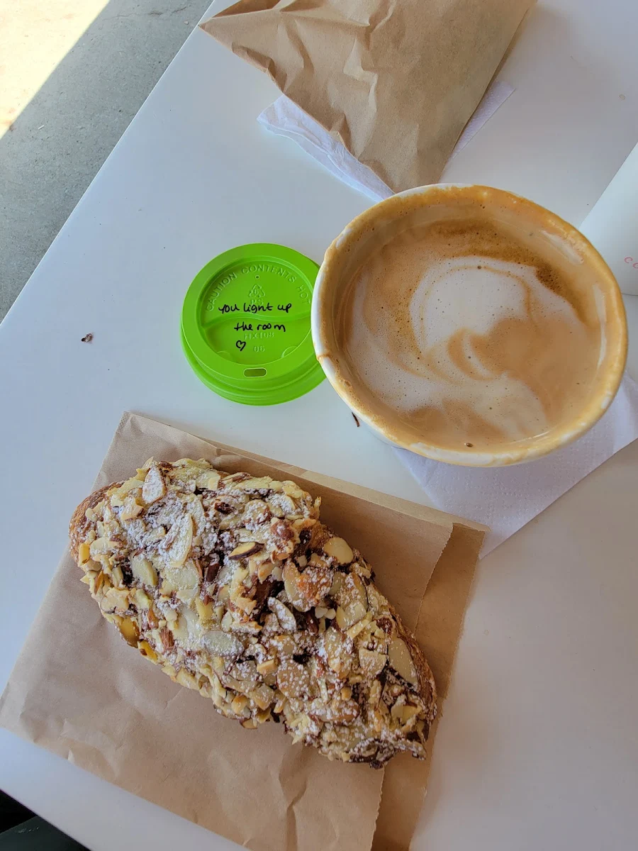 Almond Croissant and Flat White